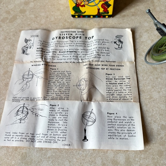 Antique toy Pixie Gyroscope top by Stevens co. with original box - Picture 5 of 10